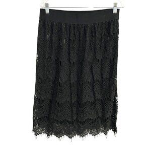 Studio West Apparel Black Lace Overlay Tiered Skirt Sz Large